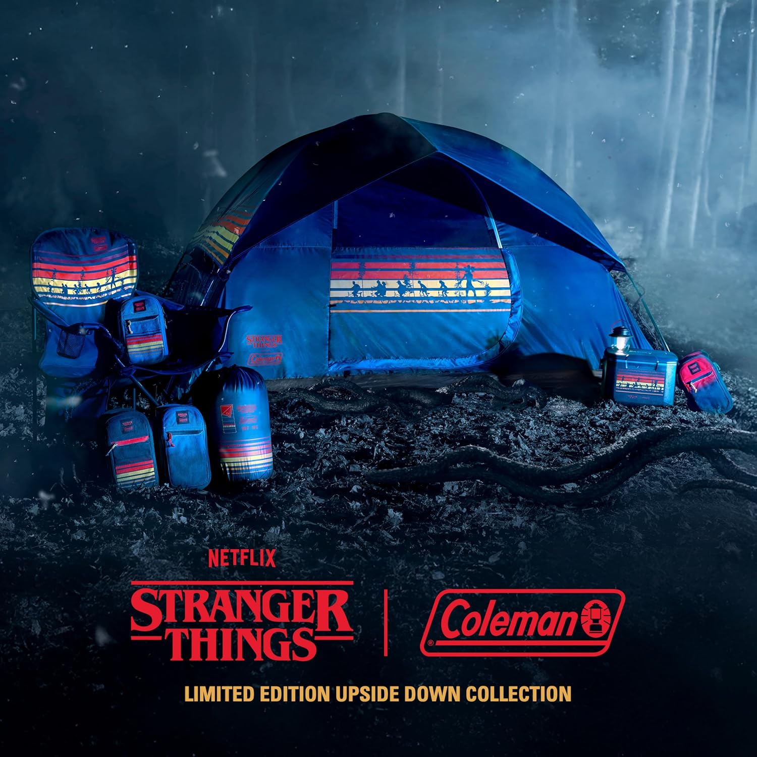 ORANGLES Coleman Stranger Things Outdoor Gear Collection Limited Edition | Camping Tent, Chair, Cooler & Sleeping Bag Set Inspired by The Upside Down - elegant presentation - Image 6 of 7 | designed for enthusiasts | Illinois | Free Shipping ORANGLES