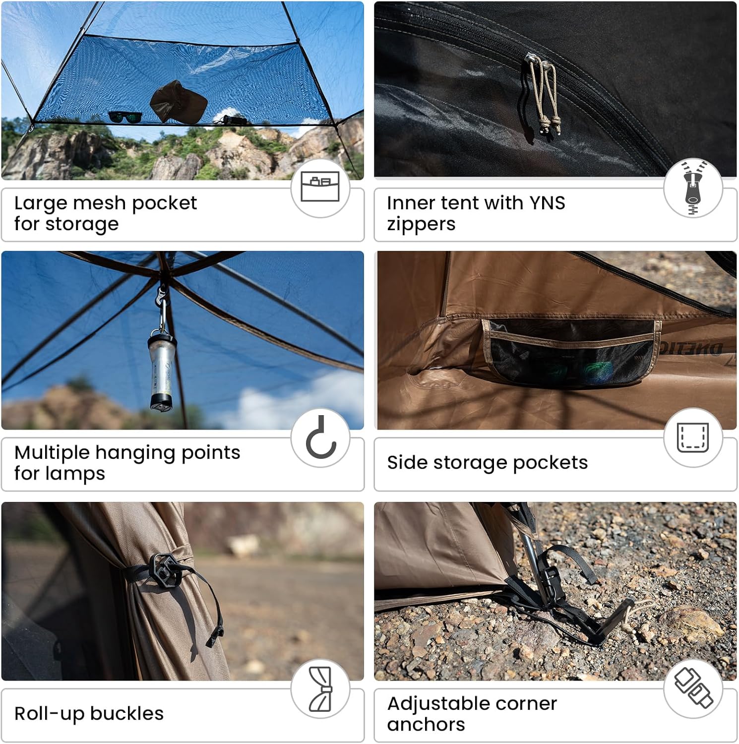 ORANGLES OneTigris JOVIAN 4 Person Camping Tent 3-Season | Waterproof Family Shelter with 2000mm Rainfly & 5000mm Floor for Backpacking & Outdoor Use - high resolution display - Image 2 of 5 | perfect for office | California | Free Shipping ORANGLES