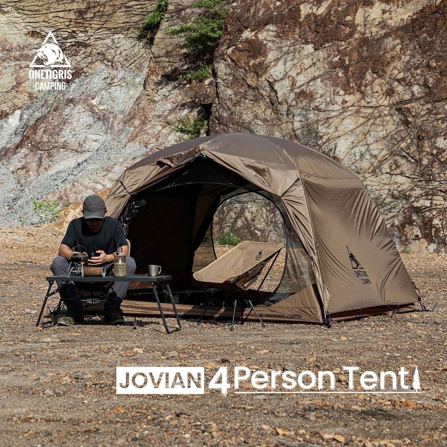 ORANGLES OneTigris JOVIAN 4 Person Camping Tent 3-Season | Waterproof Family Shelter with 2000mm Rainfly & 5000mm Floor for Backpacking & Outdoor Use - full product showcase - Image 5 of 5 | suitable for professionals | Florida | Free Shipping ORANGLES
