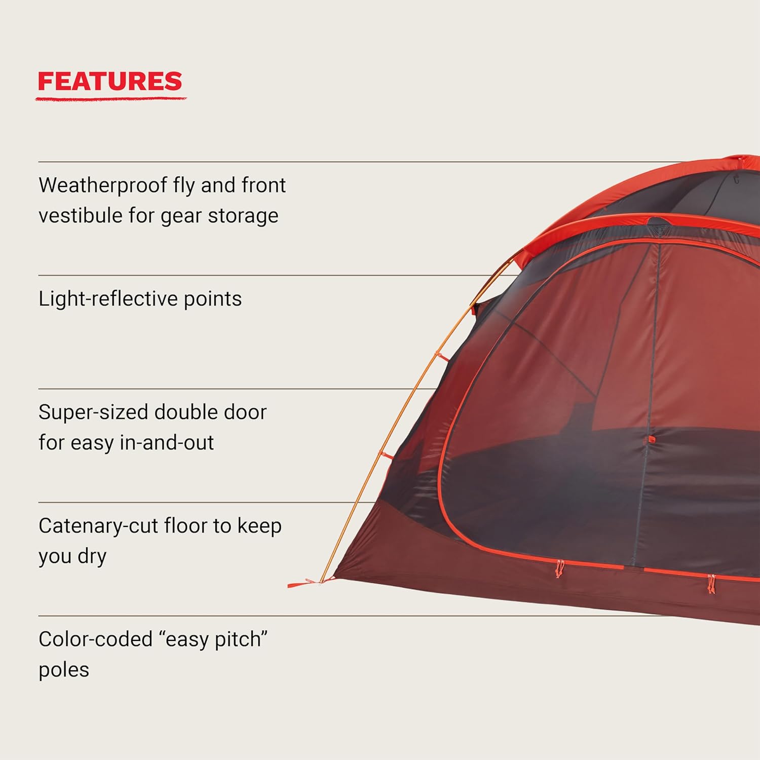 ORANGLES Marmot Midpines 4P/6P Camping Tent with Footprint | Waterproof Spacious Family Outdoor Tent for Hiking & Camping - detailed closeup view - Image 3 of 6 | great for travel | Texas | Free Shipping ORANGLES