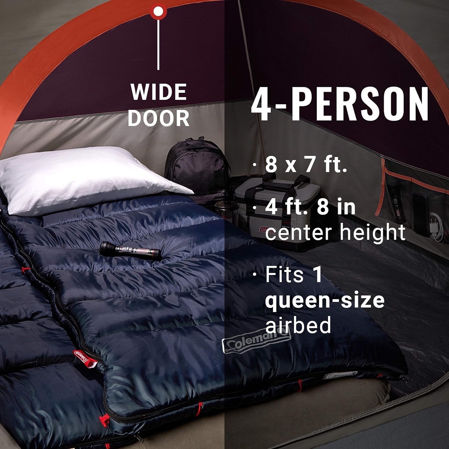 ORANGLES Coleman Skydome Camping Tent 2–8 Person | 5-Minute Setup Weatherproof Tent with Rainfly, Extra Headroom & Carry Bag - high resolution display - Image 2 of 5 | perfect for office | California | Free Shipping ORANGLES
