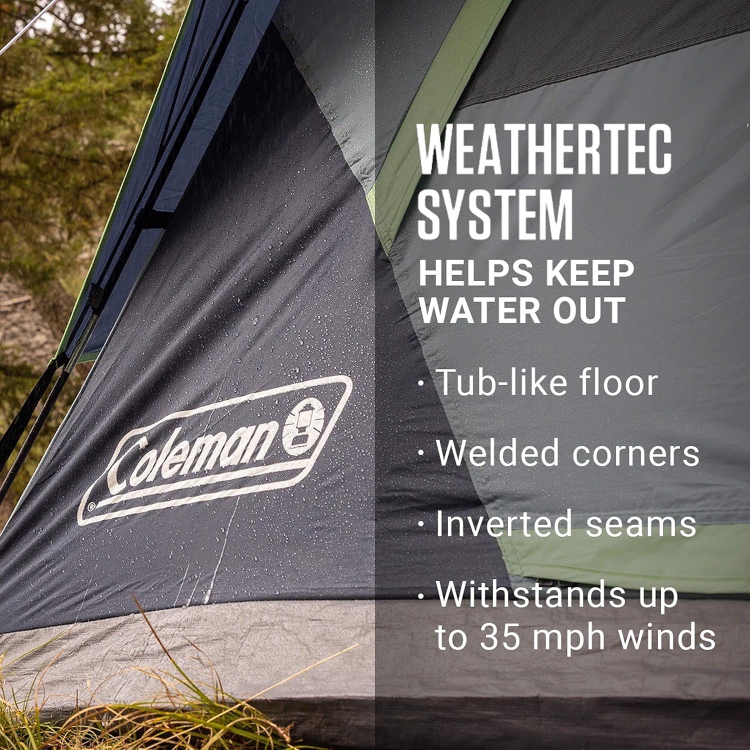 ORANGLES Coleman Skydome Camping Tent 2–8 Person | 5-Minute Setup Weatherproof Tent with Rainfly, Extra Headroom & Carry Bag - detailed closeup view - Image 3 of 5 | great for travel | Texas | Free Shipping ORANGLES