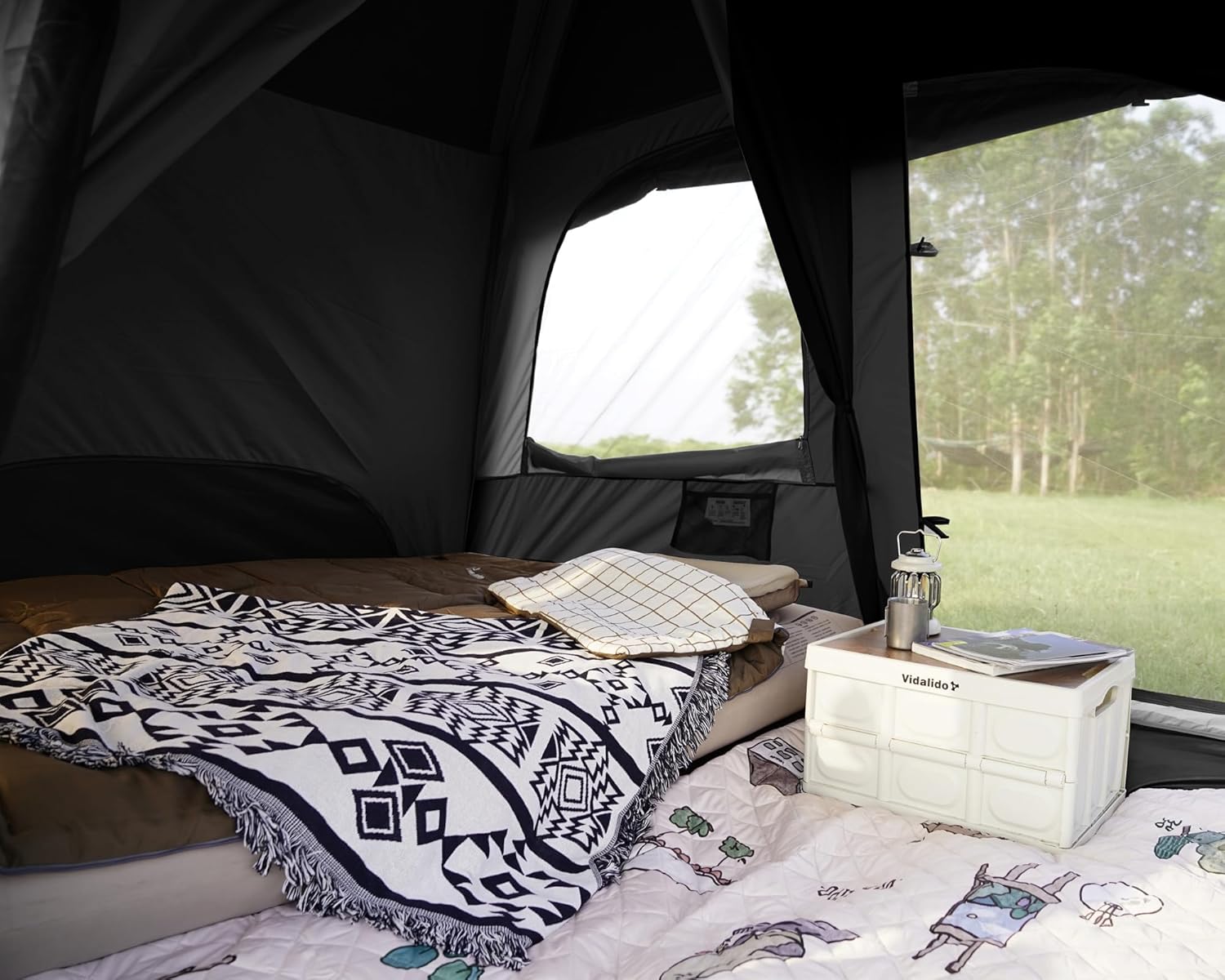 ORANGLES Vidalido 4–6 Person Camping Tent | 3 Door 2 Room Large Family Cabin Tent Double Layer Waterproof Glamping Tent for Outdoor Camping - angled perspective - Image 4 of 5 | excellent for daily use | New York | Free Shipping ORANGLES