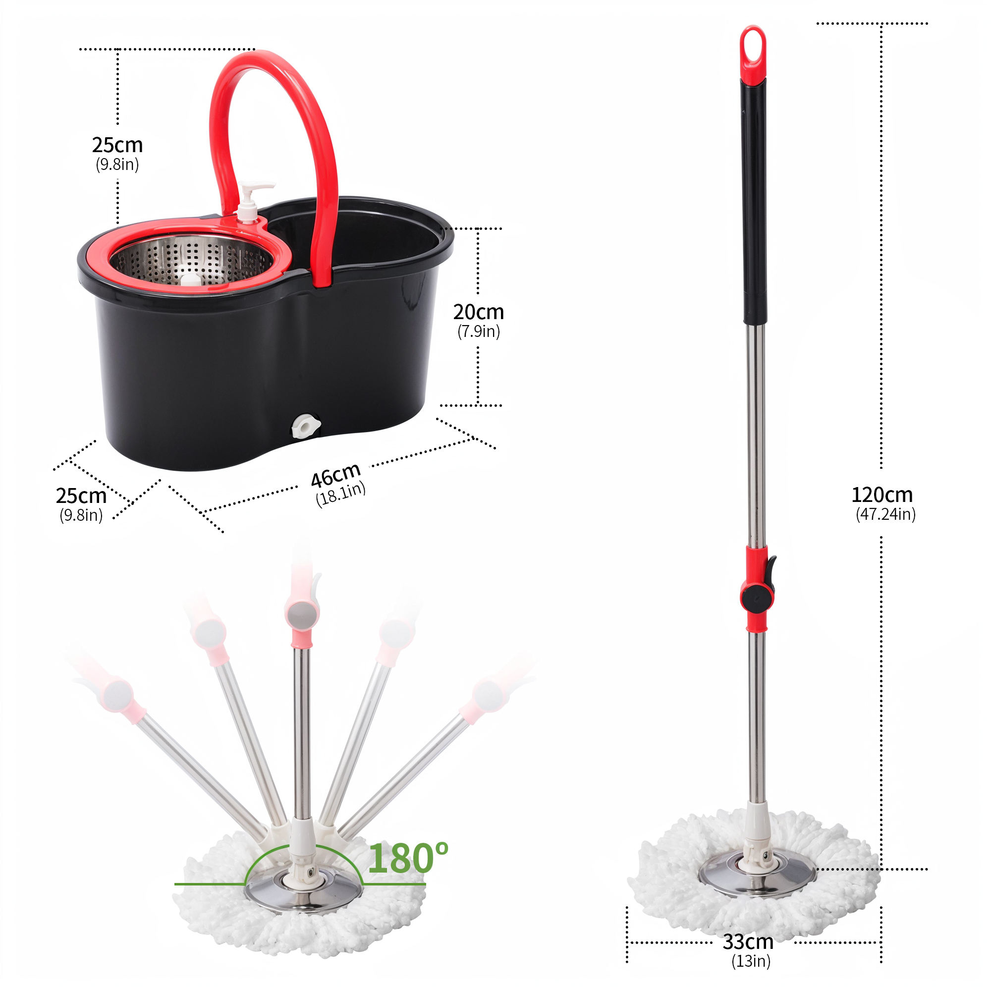 ORANGLES BNcompany Steel Pole Microfiber Floor Mop with Wring Bucket | Rotating Twist Mop with Wheels for Easy House Cleaning - elegant presentation - Image 6 of 6 | designed for enthusiasts | Illinois | Free Shipping ORANGLES