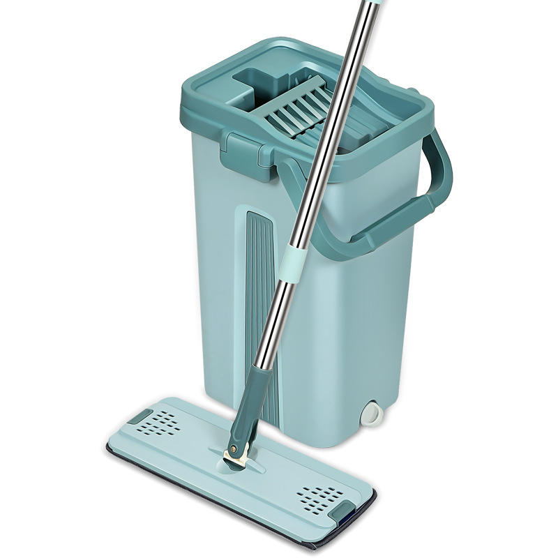 ORANGLES Flat Floor Mop with Bucket Microfiber Pad | Self-Cleaning Hand-Free Squeegee Mop for Easy Household Floor Cleaning - detailed closeup view - Image 3 of 5 | great for travel | Texas | Free Shipping ORANGLES