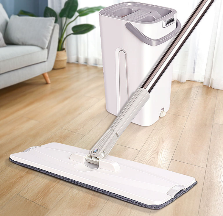 ORANGLES Flat Floor Mop with Bucket Microfiber Pad | Self-Cleaning Hand-Free Squeegee Mop for Easy Household Floor Cleaning - angled perspective - Image 4 of 5 | excellent for daily use | New York | Free Shipping ORANGLES