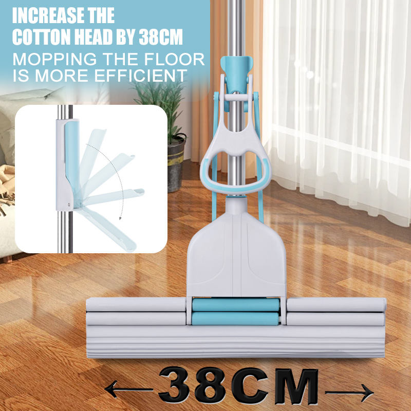 ORANGLES Hands-Free Flat Sponge Mop PVA Super Absorbent | Self-Wringing Floor Mop for Tile, Bathroom & Home Cleaning - high resolution display - Image 2 of 6 | perfect for office | California | Free Shipping ORANGLES