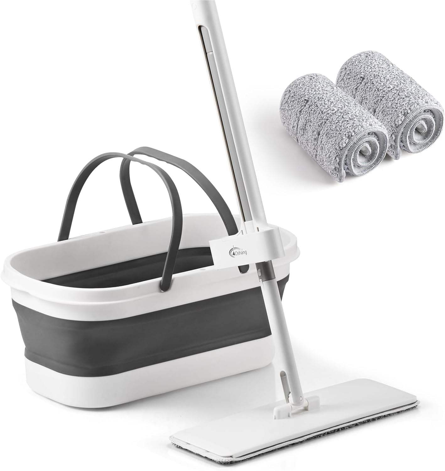 ORANGLES Factory Wholesale Foldable Flat Mop with Bucket on Wheels | Reusable Microfiber Floor Cleaning System OEM Supply - angled perspective - Image 4 of 4 | excellent for daily use | New York | Free Shipping ORANGLES