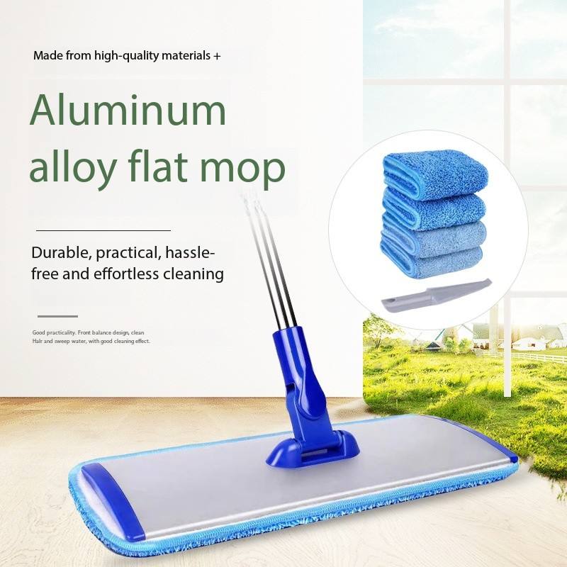 ORANGLES High Quality Microfiber Flat Mop with Aluminum Alloy Handle | Household Floor Cleaning Mop with 4 Reusable Pads, Fast Shipping - high resolution display - Image 2 of 4 | perfect for office | California | Free Shipping ORANGLES