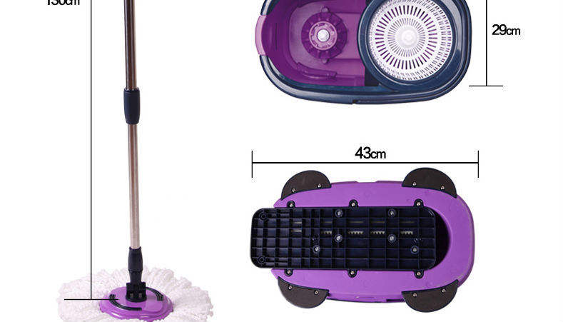 ORANGLES EAST Easy Clean Purple 360° Spin Mop & Bucket Set | Microfiber Twist Mop with Extensible Handle for Floor Cleaning - angled perspective - Image 4 of 5 | excellent for daily use | New York | Free Shipping ORANGLES