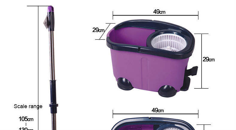 ORANGLES EAST Easy Clean Purple 360° Spin Mop & Bucket Set | Microfiber Twist Mop with Extensible Handle for Floor Cleaning - full product showcase - Image 5 of 5 | suitable for professionals | Florida | Free Shipping ORANGLES