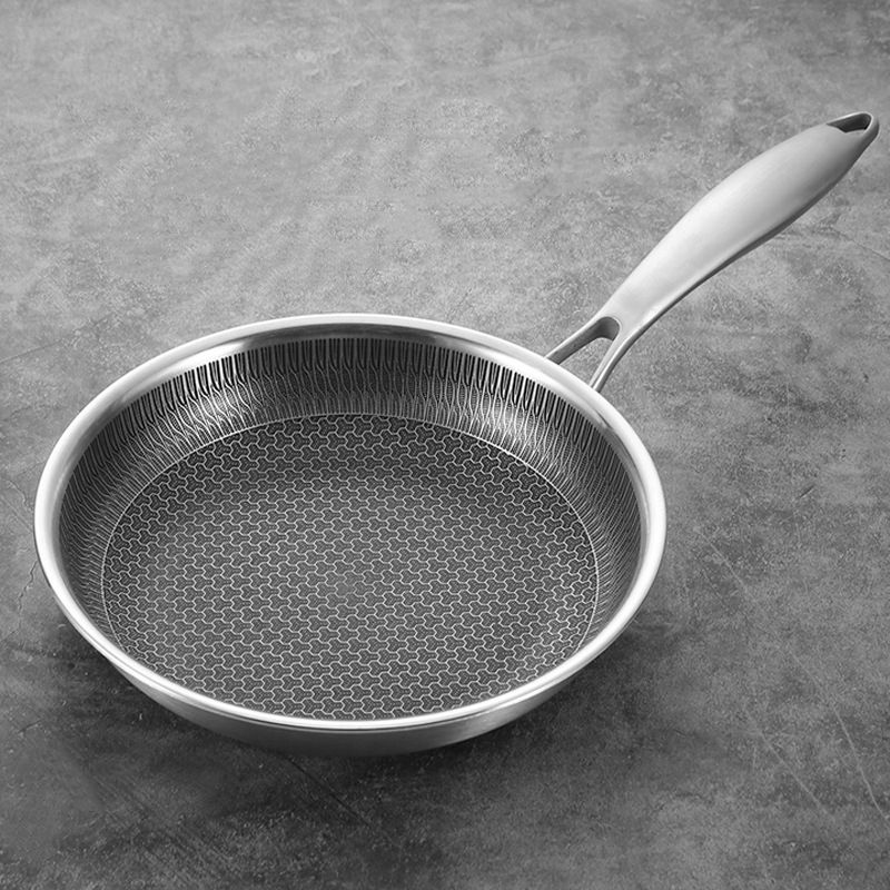 ORANGLES 3-Ply 304 Stainless Steel Frying Pan 20/24/28CM | Honeycomb Non-Stick Flat Bottom Pan with Glass Lid No Coating - angled perspective - Image 4 of 6 | excellent for daily use | New York | Free Shipping ORANGLES