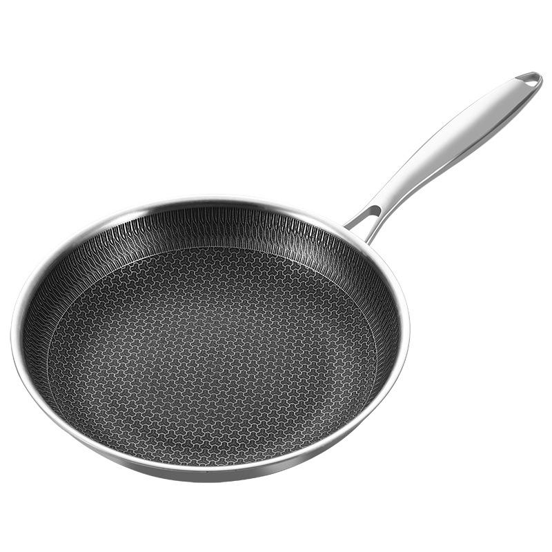 ORANGLES 3-Ply 304 Stainless Steel Frying Pan 20/24/28CM | Honeycomb Non-Stick Flat Bottom Pan with Glass Lid No Coating - elegant presentation - Image 6 of 6 | designed for enthusiasts | Illinois | Free Shipping ORANGLES