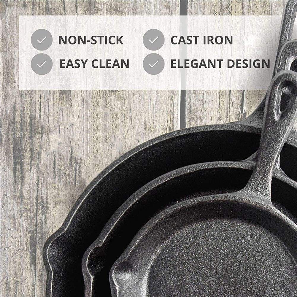 ORANGLES Cast Iron Frying Pan Skillet Wok | Non-Stick Flat Saute Pan for Omelette, Pancake, Steak & Egg Cooking - angled perspective - Image 4 of 6 | excellent for daily use | New York | Free Shipping ORANGLES