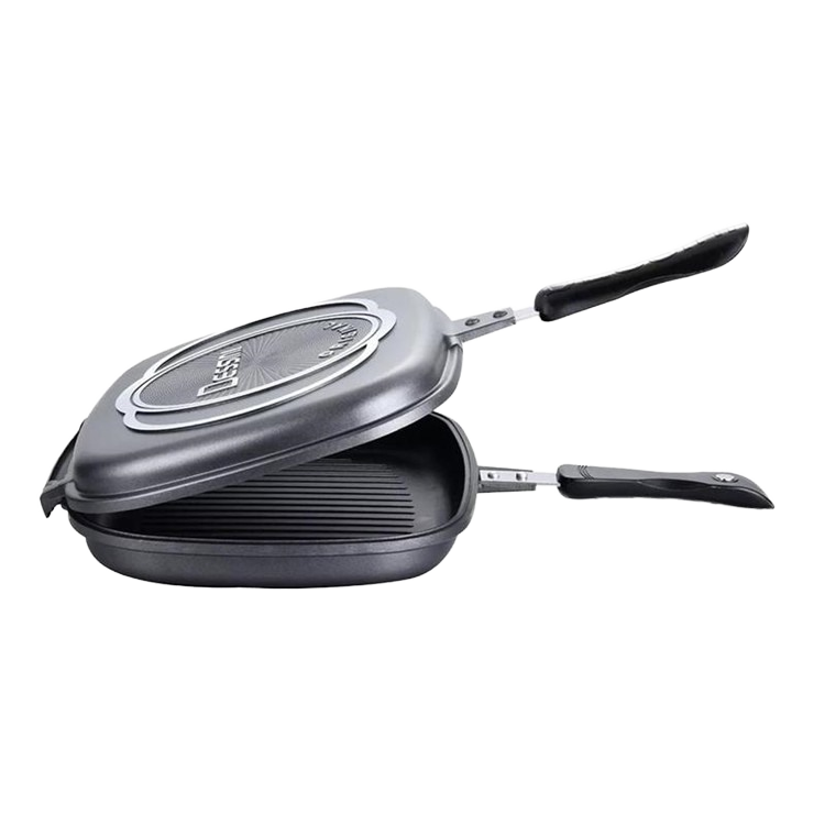 ORANGLES Dessini Double-Sided Aluminum Grill Pan | Reversible Non-Stick Frying Pan & Skillet Lightweight Durable Design  - Main Product Image - professional product shot | Buy Dessini Double-Sided Aluminum Grill Pan | Reversible Non-Stick Frying Pan & Skillet Lightweight Durable Design online USA | ORANGLES