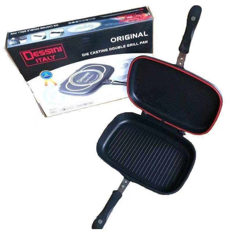 ORANGLES Dessini Double-Sided Aluminum Grill Pan | Reversible Non-Stick Frying Pan & Skillet Lightweight Durable Design - high resolution display - Image 2 of 5 | perfect for office | California | Free Shipping ORANGLES