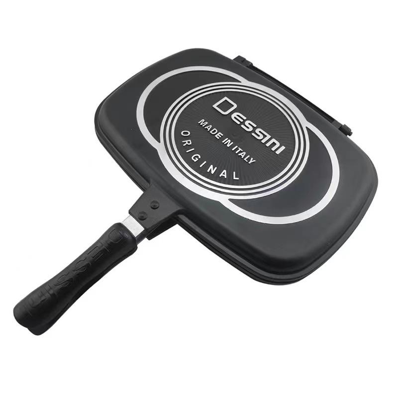 ORANGLES Dessini Double-Sided Aluminum Grill Pan | Reversible Non-Stick Frying Pan & Skillet Lightweight Durable Design - detailed closeup view - Image 3 of 5 | great for travel | Texas | Free Shipping ORANGLES