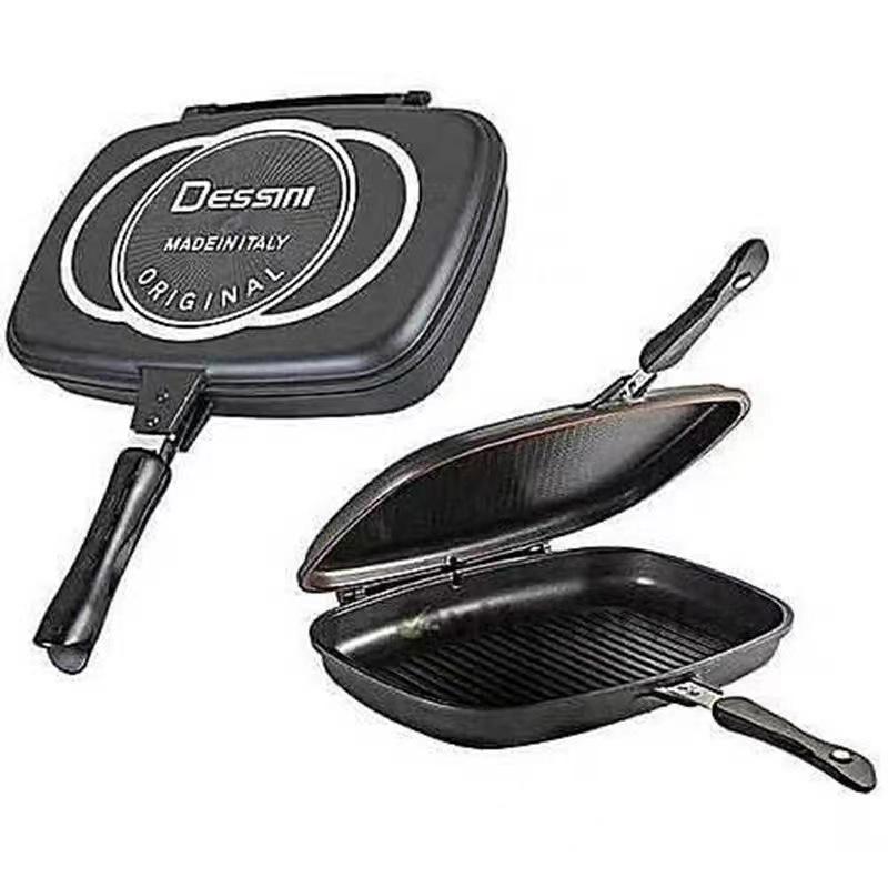 ORANGLES Dessini Double-Sided Aluminum Grill Pan | Reversible Non-Stick Frying Pan & Skillet Lightweight Durable Design - angled perspective - Image 4 of 5 | excellent for daily use | New York | Free Shipping ORANGLES