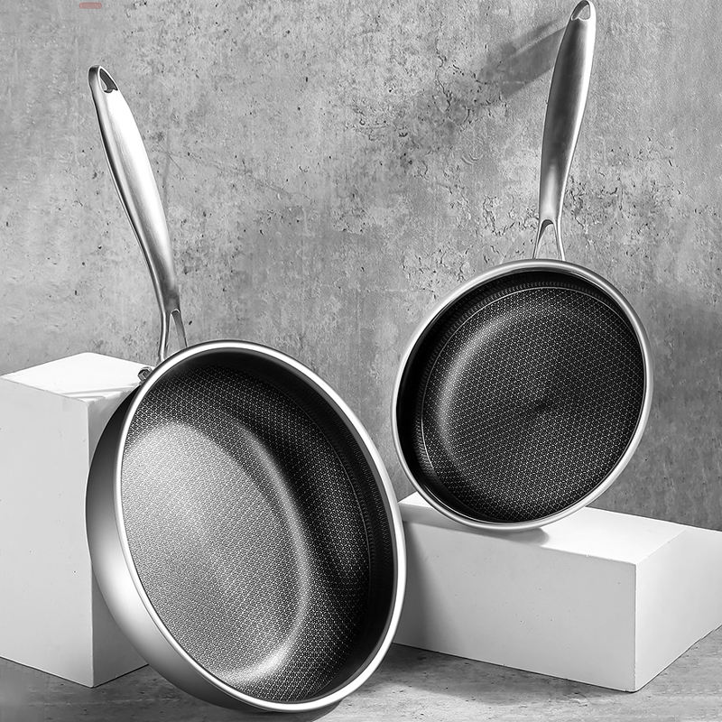 ORANGLES 26/28cm 304 Stainless Steel Frying Pan | Honeycomb Non-Stick Skillet Induction & Gas Stove Compatible Wok Pan - beautiful composition - Image 1653 of 10 | great for travel | Massachusetts | Free Shipping ORANGLES