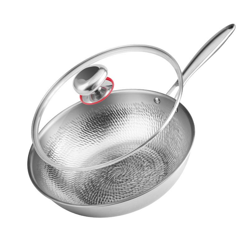 ORANGLES Pure Titanium Uncoated Frying Pan | Handmade Hammer Pattern Flat-Bottom Non-Stick Cookware for Healthy Cooking  - Main Product Image - professional product shot | Buy Pure Titanium Uncoated Frying Pan | Handmade Hammer Pattern Flat-Bottom Non-Stick Cookware for Healthy Cooking online USA | ORANGLES