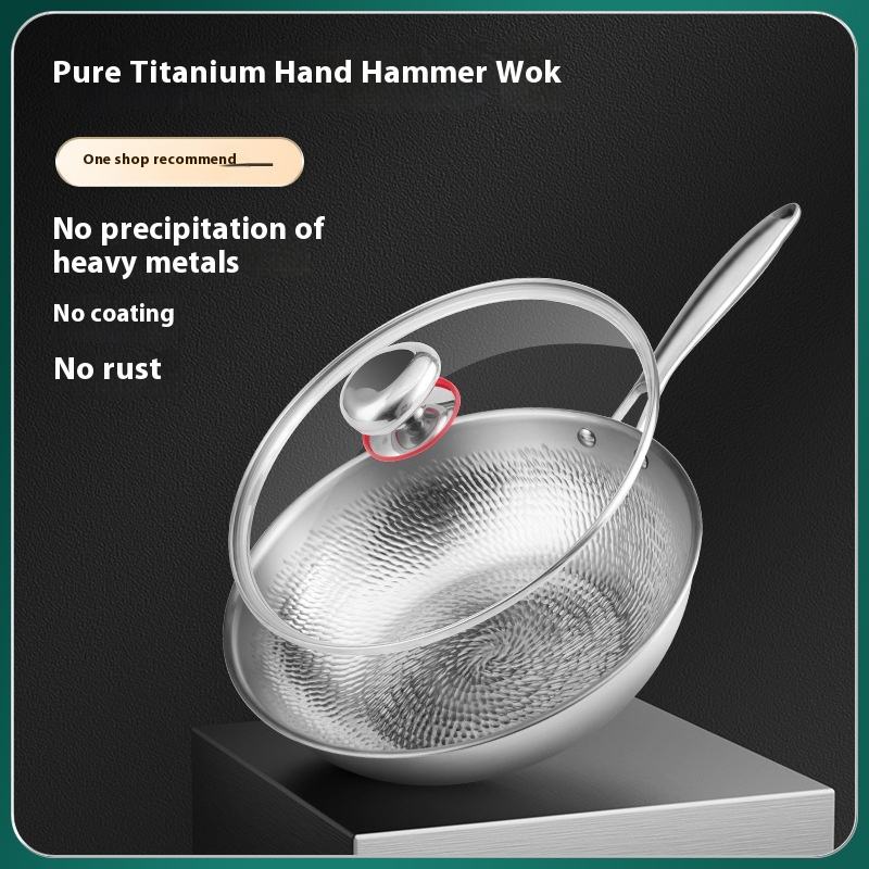ORANGLES Pure Titanium Uncoated Frying Pan | Handmade Hammer Pattern Flat-Bottom Non-Stick Cookware for Healthy Cooking - full product showcase - Image 5 of 5 | suitable for professionals | Florida | Free Shipping ORANGLES
