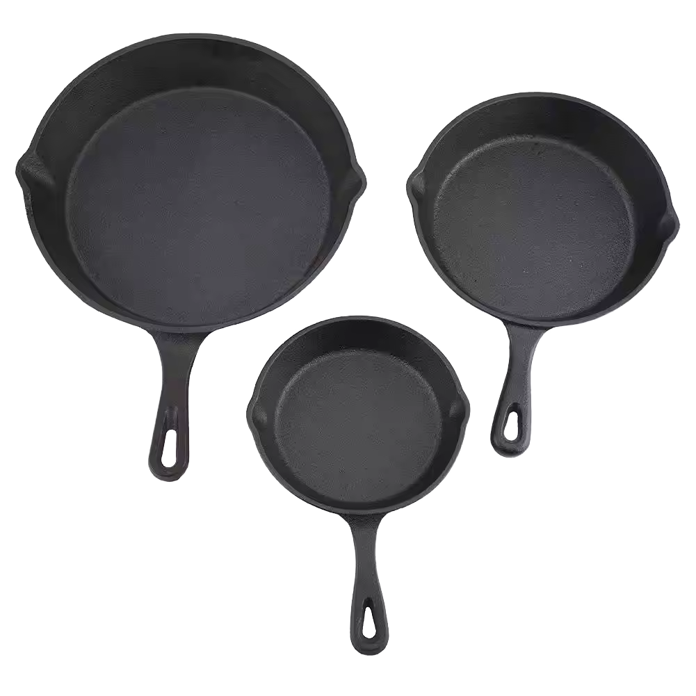 ORANGLES Manufacturer Direct Cast Iron Skillet | Eco-Friendly Round Multi-Functional Frying Pan for Gas & Induction Stoves Wholesale Cookware - angled perspective - Image 4 of 5 | excellent for daily use | New York | Free Shipping ORANGLES