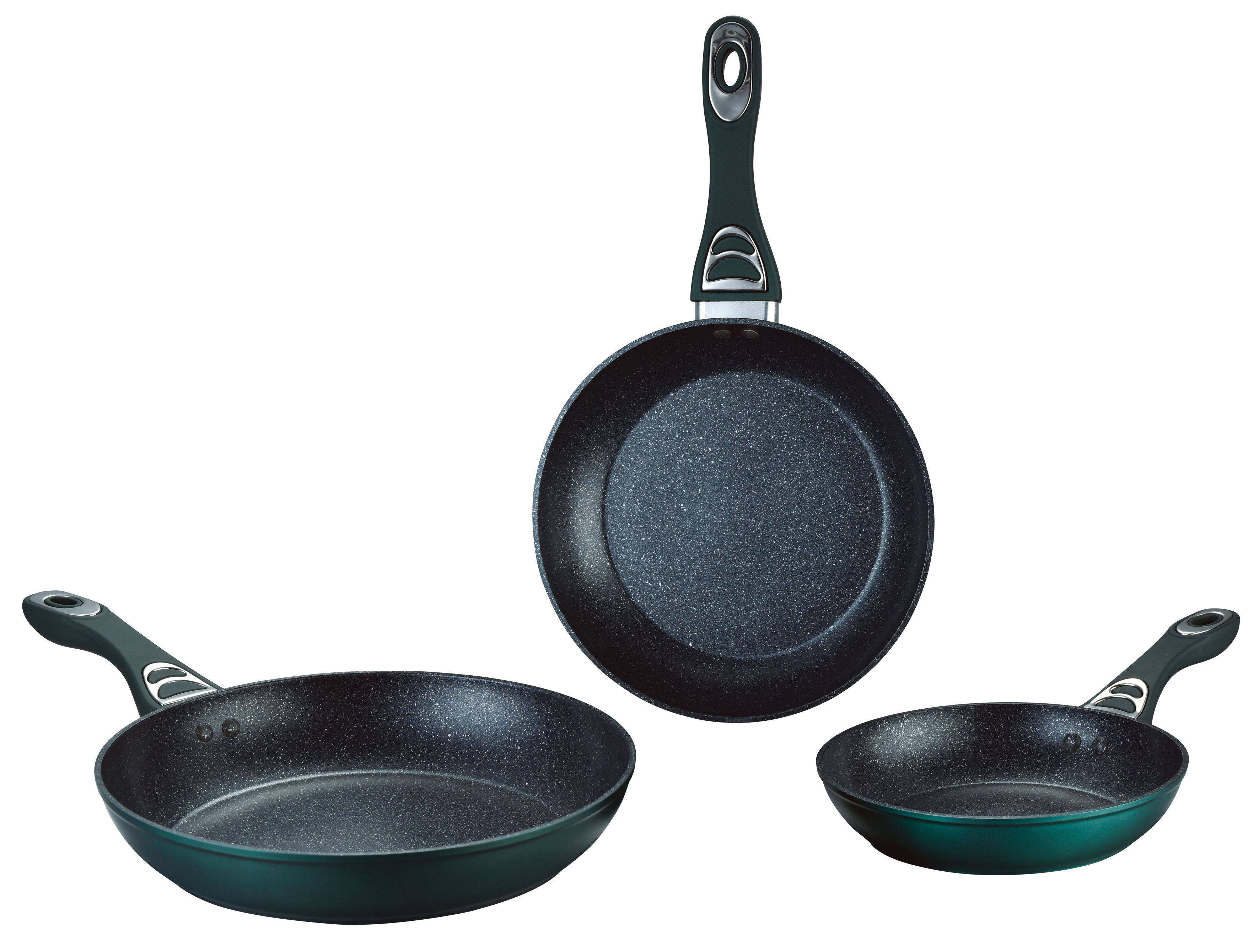 ORANGLES 3-Piece Non-Stick Frying Pan Set | Custom Logo Cookware Set with Durable Skillets for Everyday Cooking - angled perspective - Image 4 of 4 | excellent for daily use | New York | Free Shipping ORANGLES