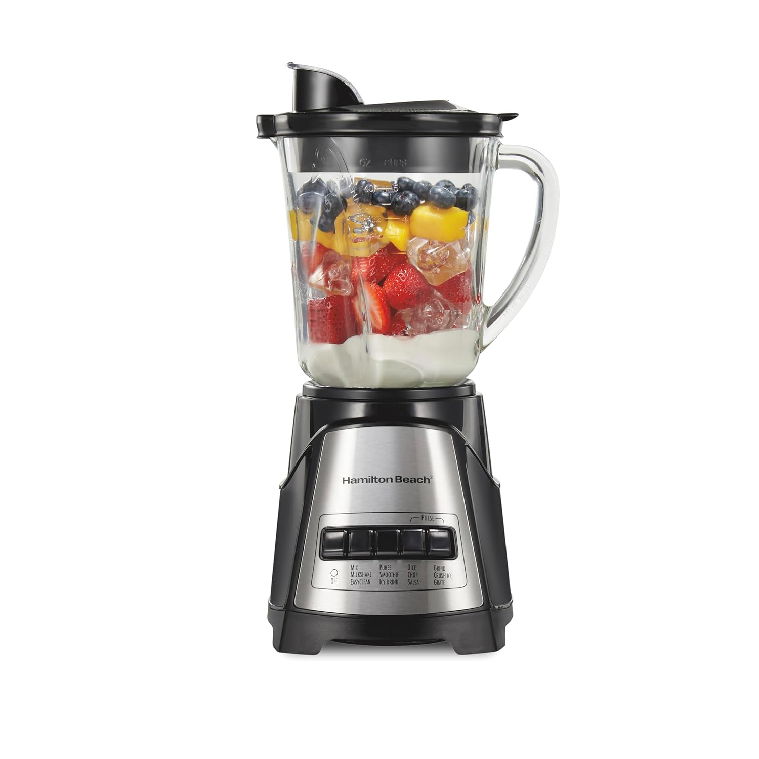 ORANGLES Hamilton Beach Power Elite Wave Action Blender 58148A | 700W Smoothie Blender with 40oz Glass Jar & 12 Functions  - Main Product Image - professional product shot | Buy Hamilton Beach Power Elite Wave Action Blender 58148A | 700W Smoothie Blender with 40oz Glass Jar & 12 Functions online USA | ORANGLES