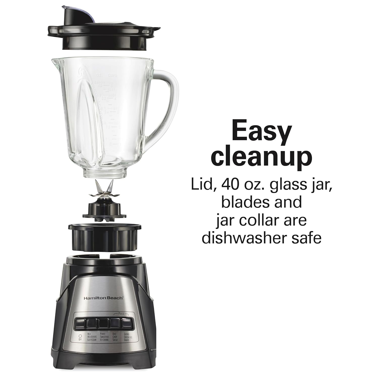 ORANGLES Hamilton Beach Power Elite Wave Action Blender 58148A | 700W Smoothie Blender with 40oz Glass Jar & 12 Functions - high resolution display - Image 2 of 5 | perfect for office | California | Free Shipping ORANGLES
