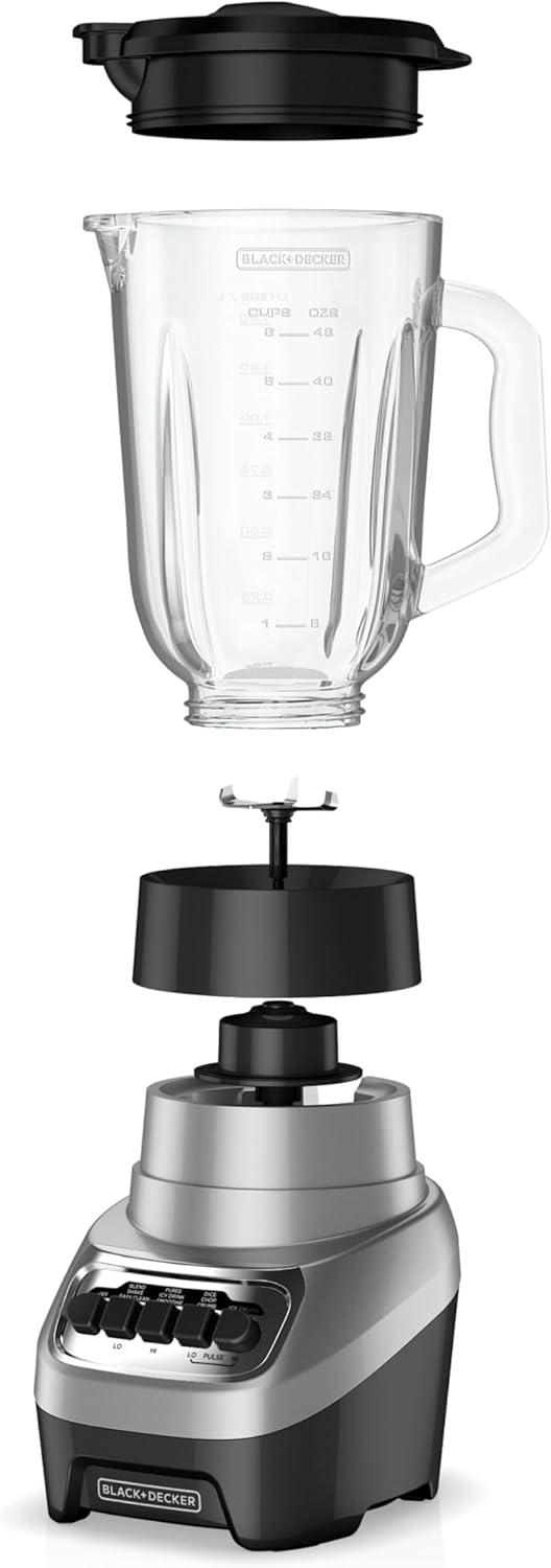 ORANGLES BLACK+DECKER PowerCrush Multi-Function Blender | 6-Cup Glass Jar, 4 Speed Settings Smoothie & Ice Crushing Blender - full product showcase - Image 5 of 5 | suitable for professionals | Florida | Free Shipping ORANGLES