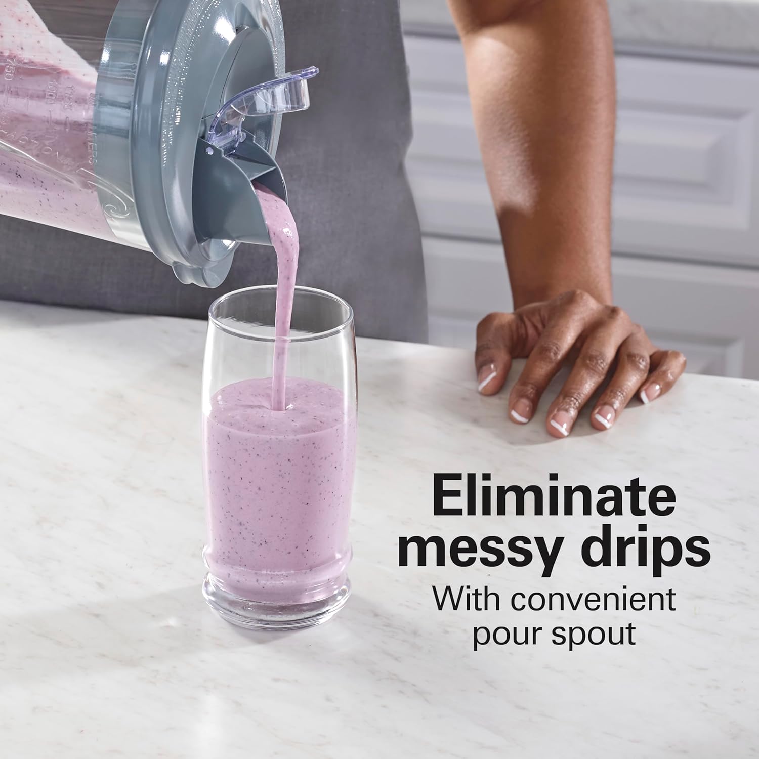 ORANGLES Hamilton Beach Power Elite Wave Action Blender 58153J | 700W Smoothie Blender with 40oz Glass Jar & 12 Functions (Grey) - detailed closeup view - Image 3 of 5 | great for travel | Texas | Free Shipping ORANGLES