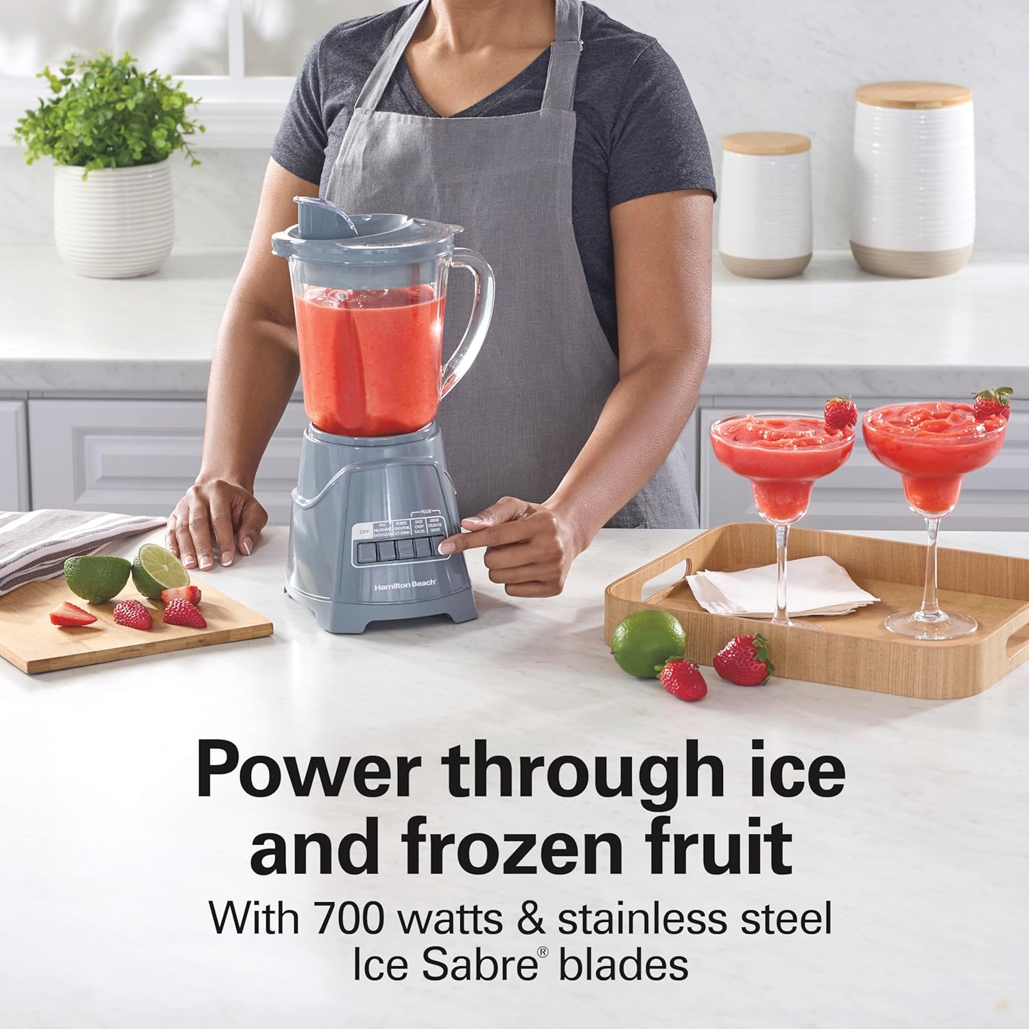 ORANGLES Hamilton Beach Power Elite Wave Action Blender 58153J | 700W Smoothie Blender with 40oz Glass Jar & 12 Functions (Grey) - full product showcase - Image 5 of 5 | suitable for professionals | Florida | Free Shipping ORANGLES