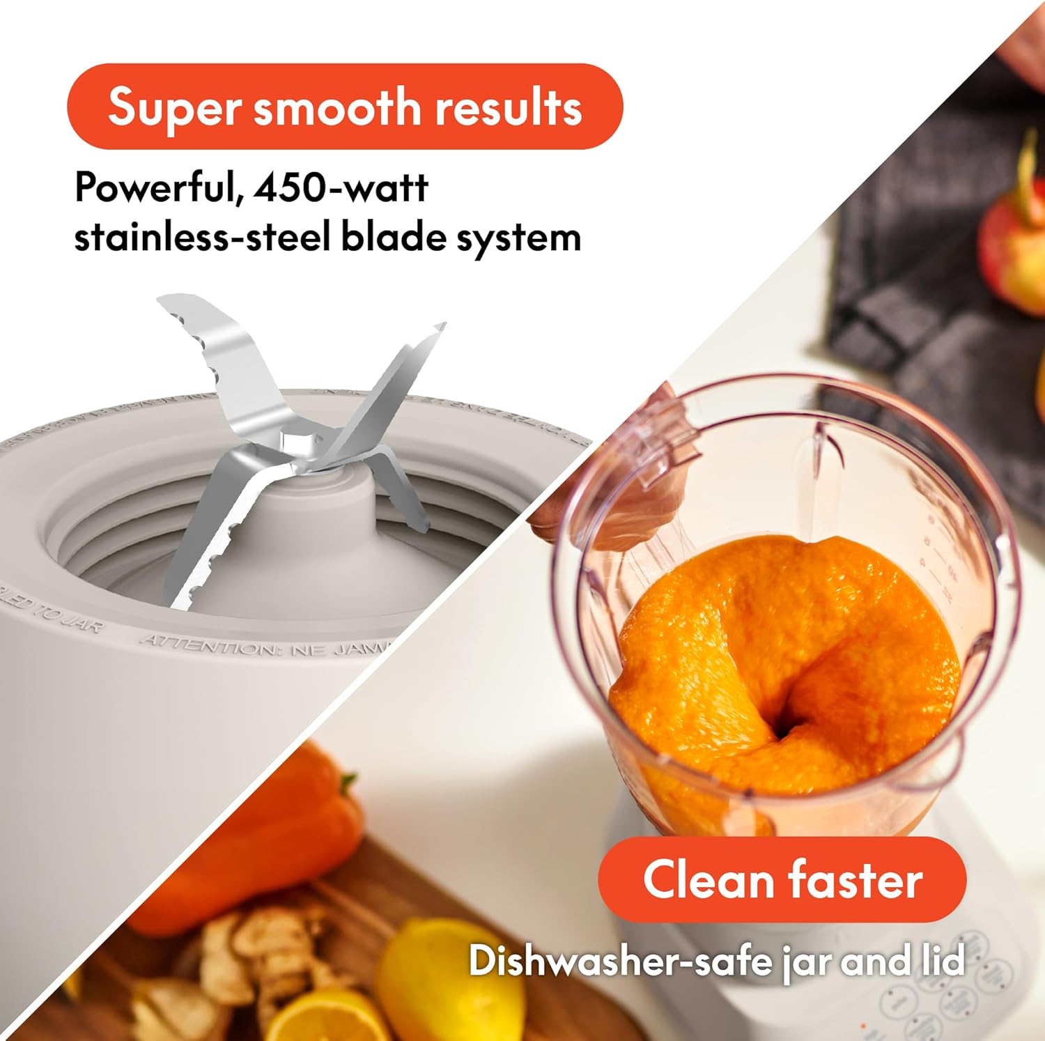 ORANGLES Bella 10-Speed Countertop Blender 450W | Slim Flip & Store Smoothie Maker with 48oz Pitcher Dishwasher Safe - high resolution display - Image 2 of 4 | perfect for office | California | Free Shipping ORANGLES