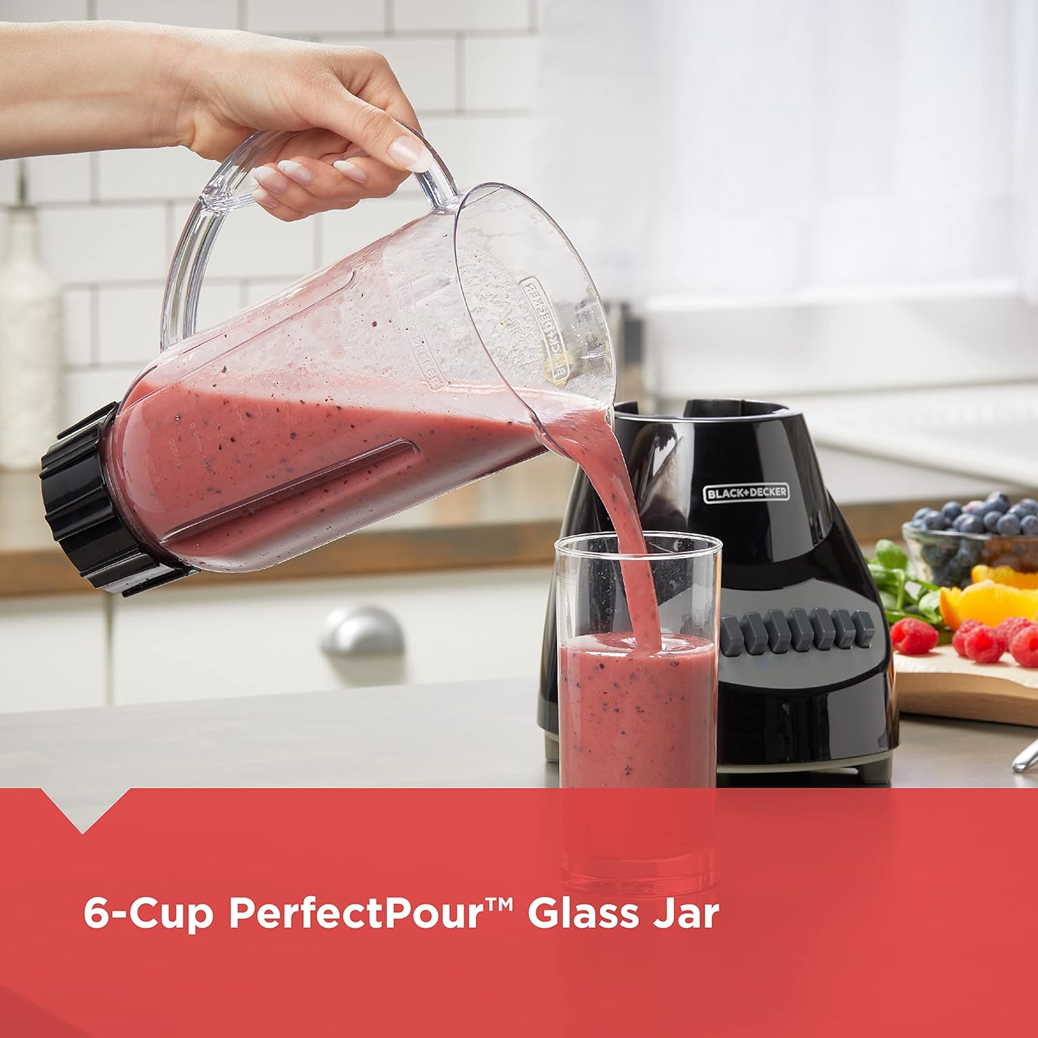 ORANGLES BLACK+DECKER Crush Master Blender BL2010BP | 10-Speed Smoothie Blender with Stainless Steel Blades - angled perspective - Image 4 of 5 | excellent for daily use | New York | Free Shipping ORANGLES