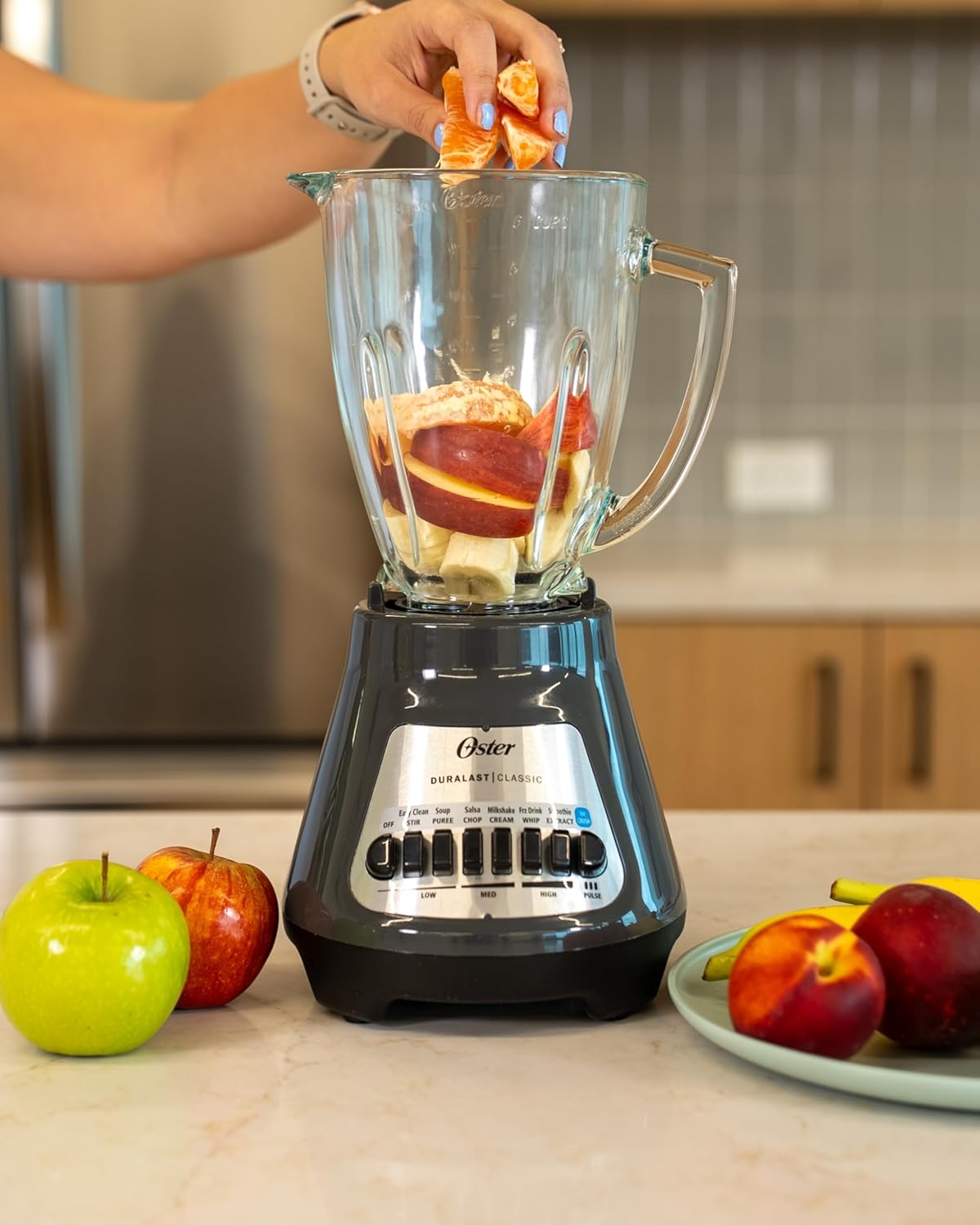 ORANGLES Classic Series 8-Speed Blender with 6-Cup Glass Jar | Durable Smoothie & Kitchen Blender (Gray) - detailed closeup view - Image 3 of 4 | great for travel | Texas | Free Shipping ORANGLES