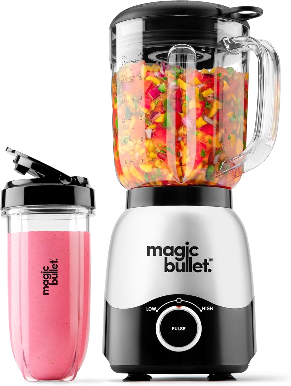 ORANGLES Magic Bullet Combo Blender MBF50200 600W | 48oz Pitcher & 16oz To-Go Cup Smoothie Blender for Sauces & Shakes  - Main Product Image - professional product shot | Buy Magic Bullet Combo Blender MBF50200 600W | 48oz Pitcher & 16oz To-Go Cup Smoothie Blender for Sauces & Shakes online USA | ORANGLES