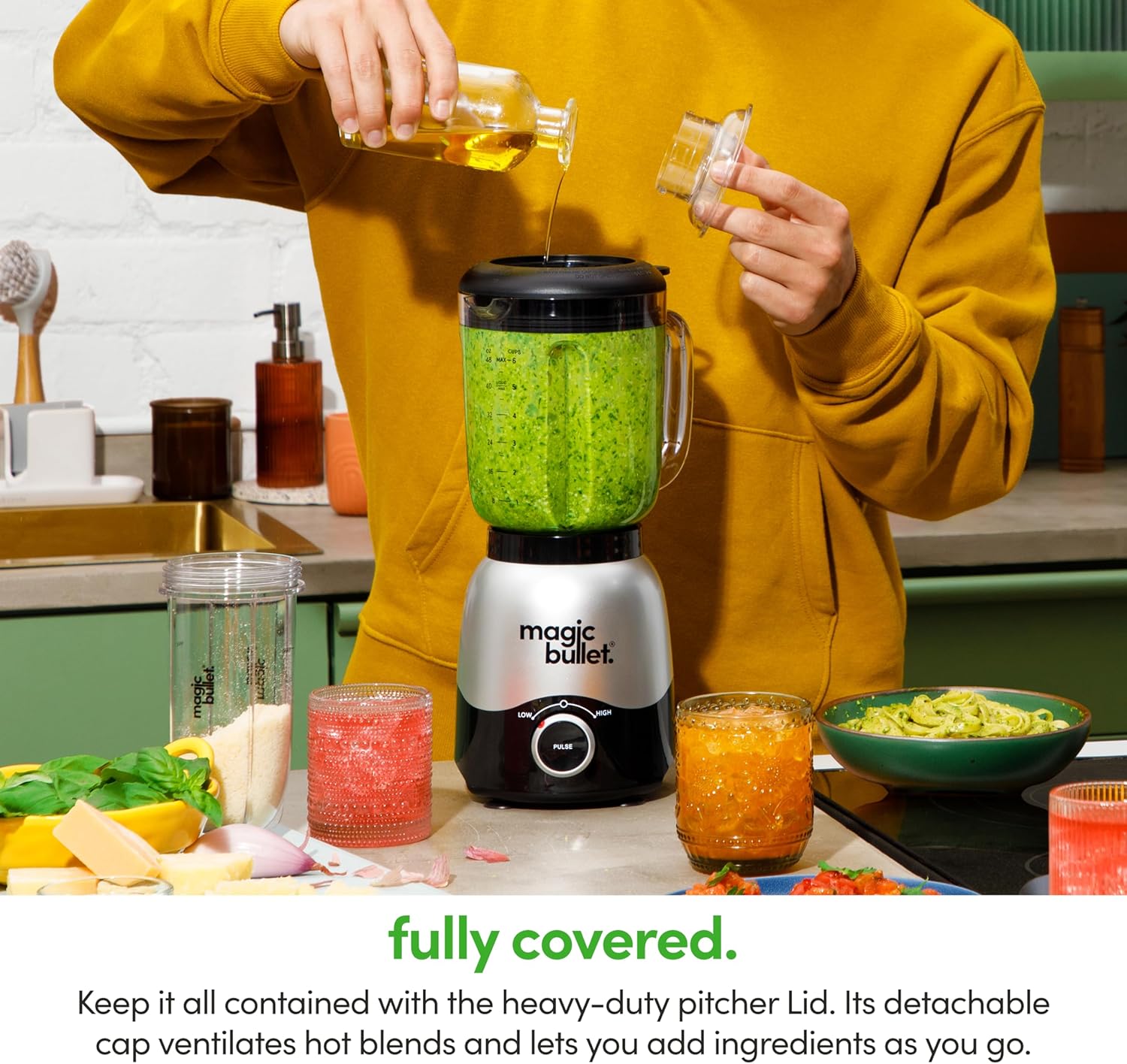 ORANGLES Magic Bullet Combo Blender MBF50200 600W | 48oz Pitcher & 16oz To-Go Cup Smoothie Blender for Sauces & Shakes - high resolution display - Image 2 of 4 | perfect for office | California | Free Shipping ORANGLES