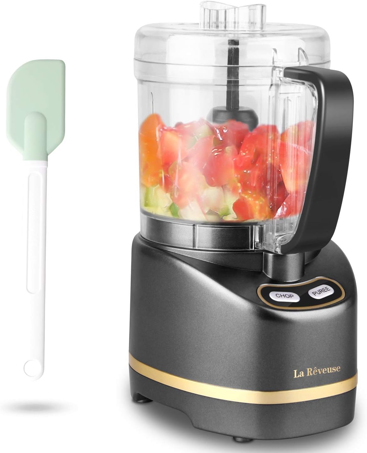 ORANGLES La Reveuse Electric Mini Food Processor 200W | 2-Cup Compact Chopper for Mincing, Grinding & Pureeing (Metallic Grey)  - Main Product Image - professional product shot | Buy La Reveuse Electric Mini Food Processor 200W | 2-Cup Compact Chopper for Mincing, Grinding & Pureeing (Metallic Grey) online USA | ORANGLES