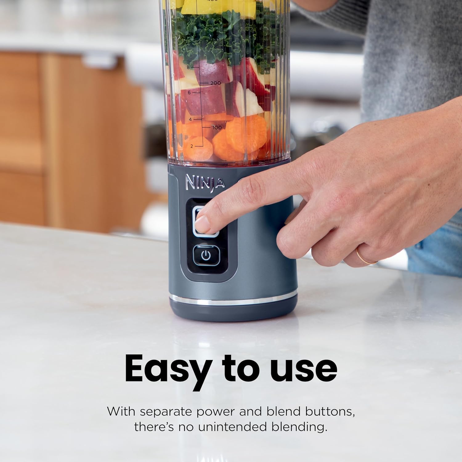 ORANGLES BC151BK Blast Portable Blender 18oz | Cordless USB-C Rechargeable Personal Smoothie Maker with Leakproof Lid - detailed closeup view - Image 3 of 5 | great for travel | Texas | Free Shipping ORANGLES
