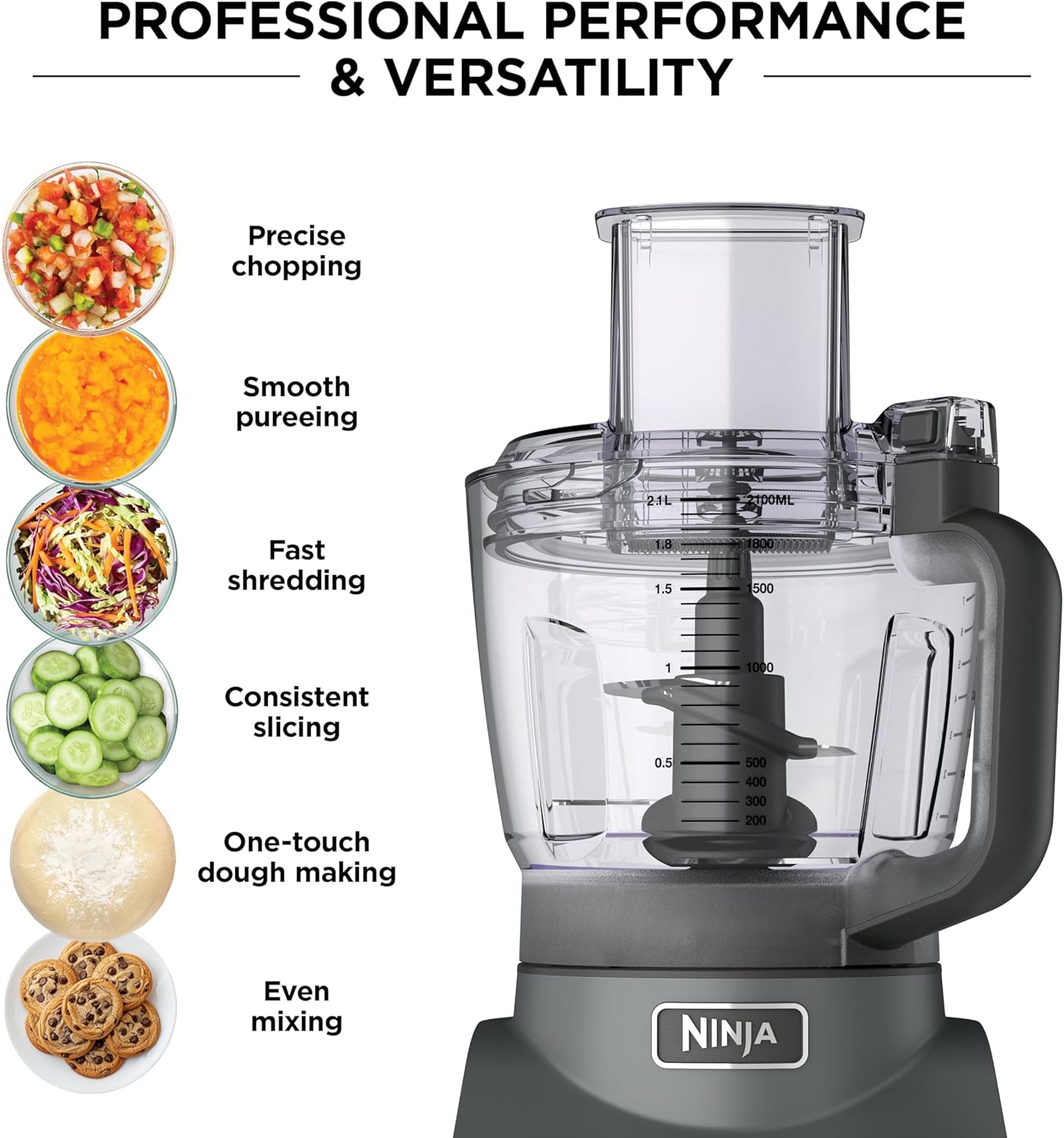ORANGLES Food Processor Professional Plus BN601 1000W | 9-Cup Bowl Chopper for Dough, Slicing, Purees & Chopping - angled perspective - Image 4 of 4 | excellent for daily use | New York | Free Shipping ORANGLES