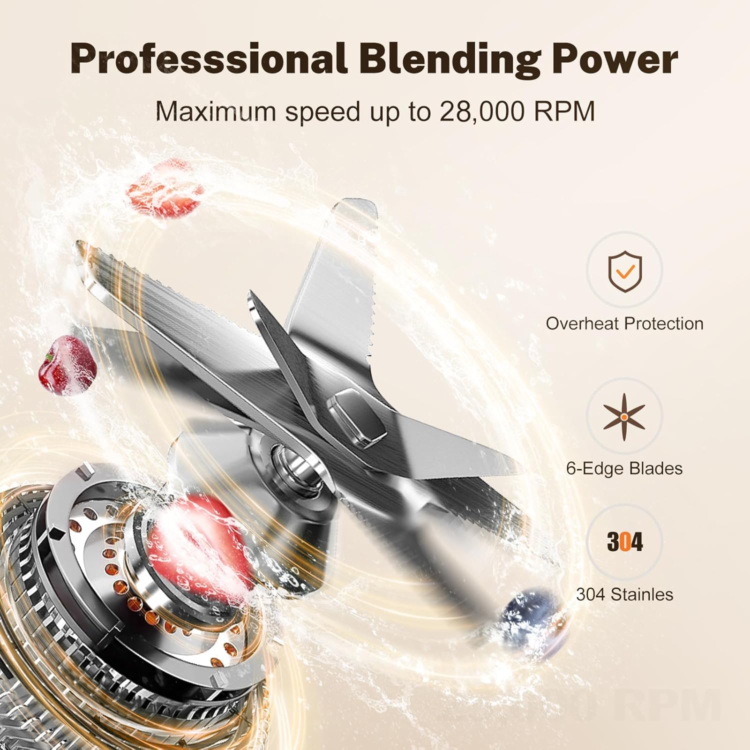 ORANGLES 1800W High-Speed Countertop Blender 70oz | 28000 RPM Smoothie Blender with To-Go Cup for Ice Crushing & Frozen Drinks - high resolution display - Image 2 of 4 | perfect for office | California | Free Shipping ORANGLES