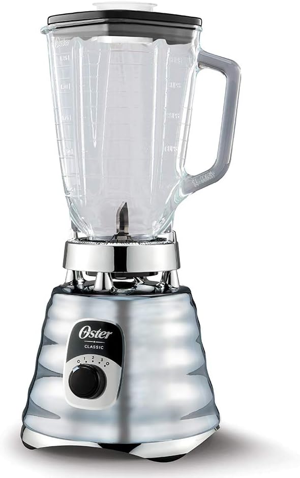 ORANGLES Original 3-Speed Chrome Blender | Durable High-Performance Motor with 5-Cup Glass Jar for Smoothies & Mixing - angled perspective - Image 4 of 4 | excellent for daily use | New York | Free Shipping ORANGLES