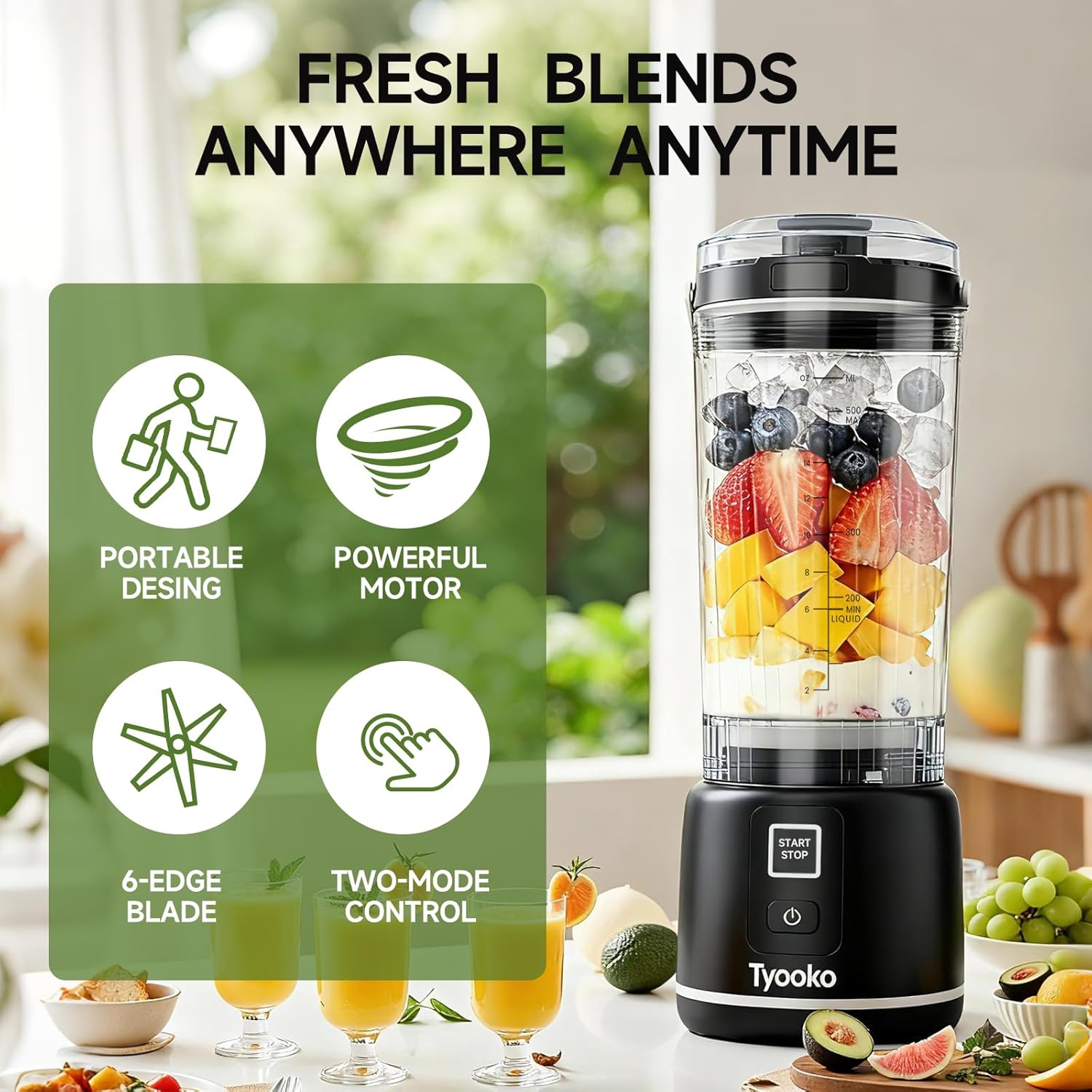 ORANGLES Portable Blender for Smoothies & Shakes 18oz | Rechargeable Personal Juicer Cup with 6-Blade Dual Mode & Leakproof Lid - angled perspective - Image 4 of 4 | excellent for daily use | New York | Free Shipping ORANGLES
