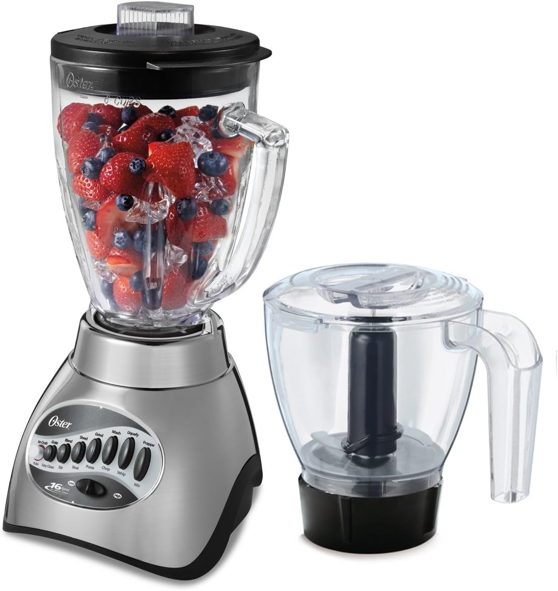 ORANGLES Classic Series 16-Speed Blender with Food Chopper | 6-Cup Glass Jar Countertop Kitchen Blender (Brushed Nickel)  - Main Product Image - professional product shot | Buy Classic Series 16-Speed Blender with Food Chopper | 6-Cup Glass Jar Countertop Kitchen Blender (Brushed Nickel) online USA | ORANGLES