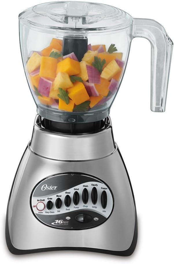 ORANGLES Classic Series 16-Speed Blender with Food Chopper | 6-Cup Glass Jar Countertop Kitchen Blender (Brushed Nickel) - detailed closeup view - Image 3 of 4 | great for travel | Texas | Free Shipping ORANGLES