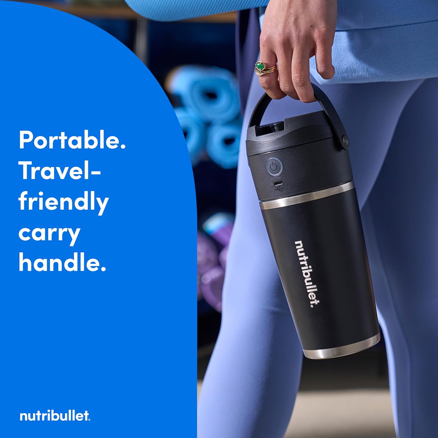 ORANGLES Flip Portable Blender NBPB50350AK | Cordless Personal Blender with Insulated Cup & Travel-Friendly Design (Black) - high resolution display - Image 2 of 5 | perfect for office | California | Free Shipping ORANGLES
