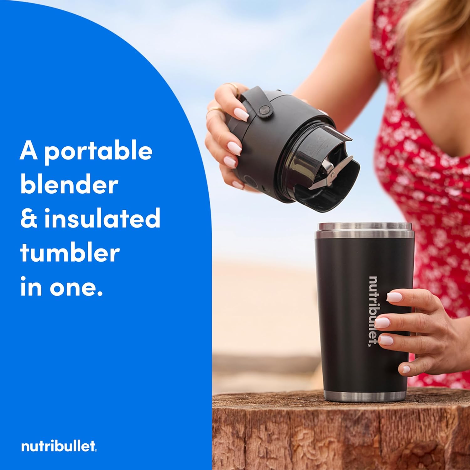 ORANGLES Flip Portable Blender NBPB50350AK | Cordless Personal Blender with Insulated Cup & Travel-Friendly Design (Black) - full product showcase - Image 5 of 5 | suitable for professionals | Florida | Free Shipping ORANGLES