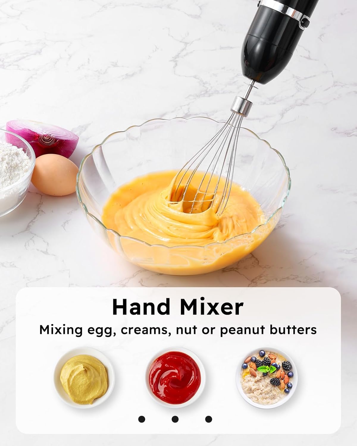 ORANGLES Sangcon 3-in-1 Immersion Hand Blender 400W | Handheld Stick Mixer with Whisk & Milk Frother Attachments - high resolution display - Image 2 of 4 | perfect for office | California | Free Shipping ORANGLES