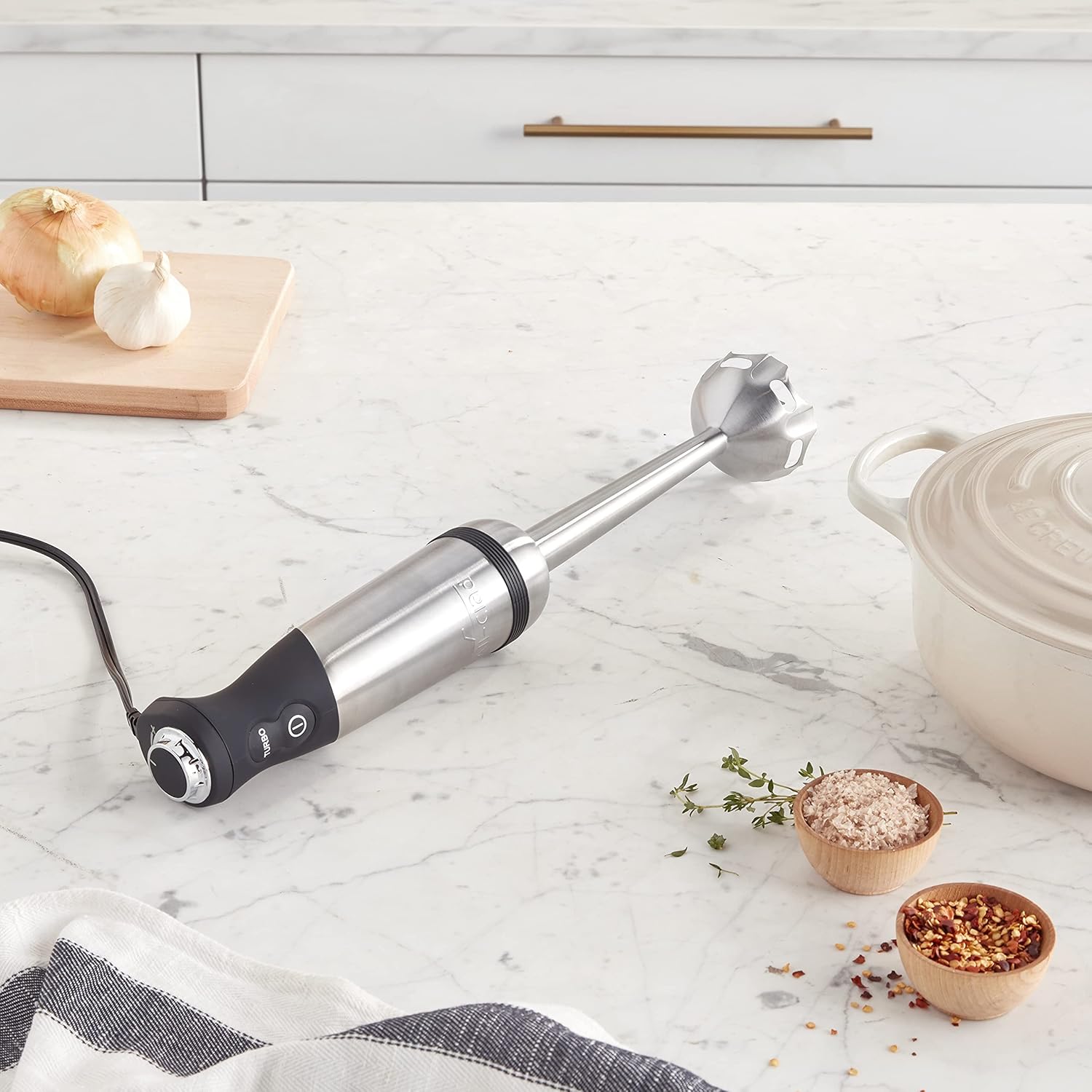 ORANGLES 600W Stainless Steel Immersion Blender | Variable Speed Hand Blender with Turbo Function & Detachable Design - detailed closeup view - Image 3 of 3 | great for travel | Texas | Free Shipping ORANGLES