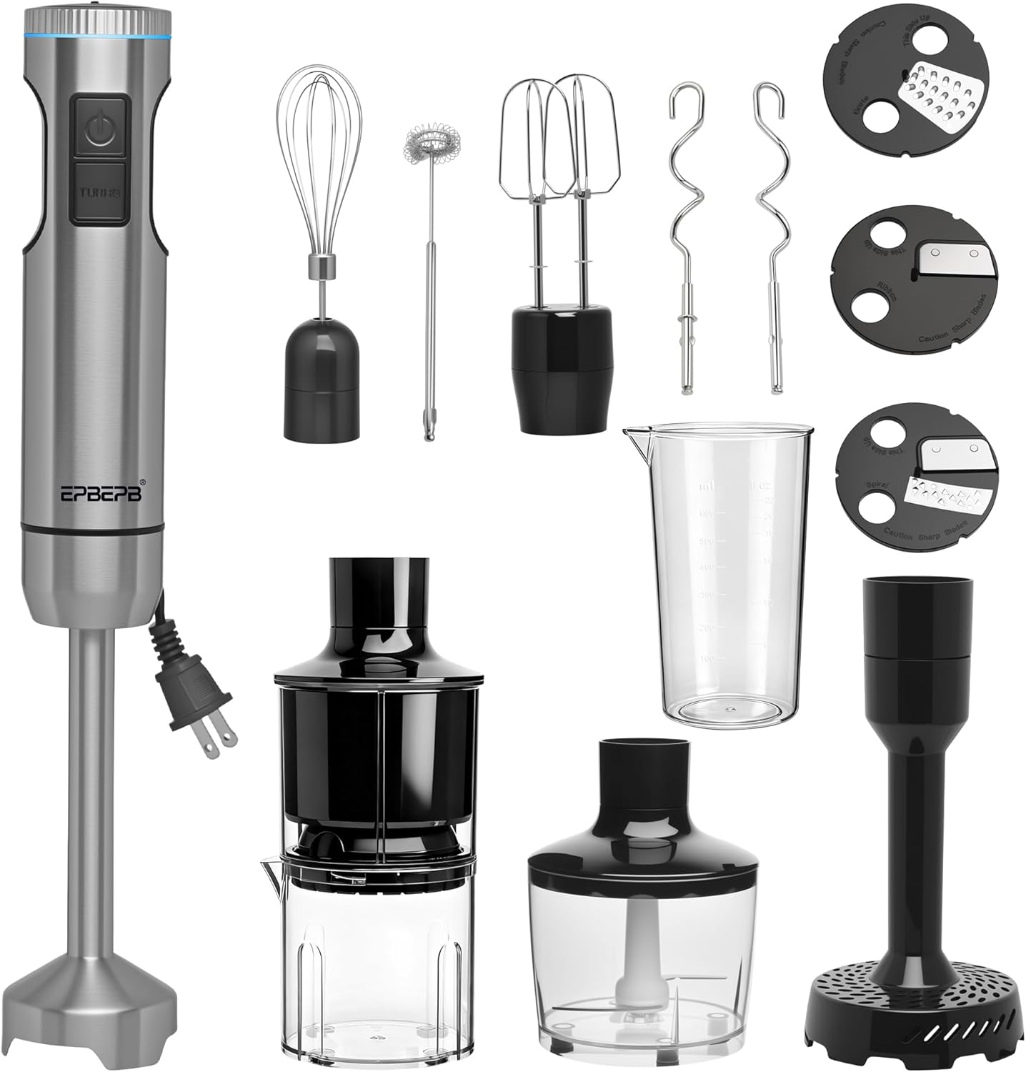 ORANGLES 1000W 12-in-1 Handheld Immersion Blender Set | Multi-Function Stick Mixer with Juicer, Chopper, Milk Frother & Dough Hook  - Main Product Image - professional product shot | Buy 1000W 12-in-1 Handheld Immersion Blender Set | Multi-Function Stick Mixer with Juicer, Chopper, Milk Frother & Dough Hook online USA | ORANGLES
